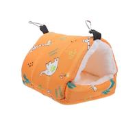 Toyvian Lit Suspendu Chaud pour Petits Animaux 16X13X16 CM en Coton Épais Jaune Nid Douillet pour Perroquet Hamac pour Hamster et Lapin Cachette Hiver Confortable et Isolante
