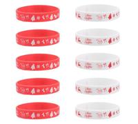 Toyvian Lot de 10 Bracelets en Silicone pour Noël 5 Rouges 5 Blancs Flexibles Odeur Adaptés aux Adultes et Adolescents Accessoires de Fête Décoratifs et Résistants à L’Usure