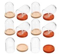 Toyvian Lot de 10 Mini Cloches en Verre Transparent 38X25Mm avec Bases en Bois Naturel et Café Foncé Vitrines pour Figurines d'Exposition Décorations Maison Élégantes et Présentoirs