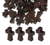 Toyvian Lot de 100 Pendentifs Croix en Bois Miniatures Perforés - Breloques Crucifix Naturelles Légères pour Création Bijoux Religieux Prière Itinérante Décoration Artisanale
