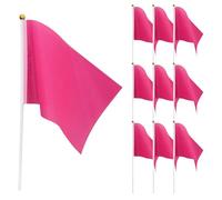 Toyvian Lot de 100 Petits Drapeaux à Main Roses 14X21 CM en Tissu Portatif pour Défilés, Décorations de Fête et Jardin, Légers et Pratiques, pour Célébrations Extérieures