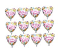 Toyvian Lot de 12 Ballons en Aluminium Géants de Cœur, Couleur Rouge pour Décoration Intérieure et Extérieure de Fête des Mères, Accessoires de Fête Festifs et Décoratifs