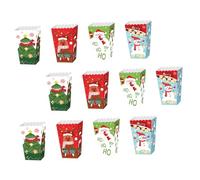 Toyvian Lot de 12 Boîtes d'Emballage à Motifs de Noël 12 X 12 CM Boîtes à Pop-Corn Pratiques et Adorables en Papier Recyclé pour Fêtes et Présents de Noël