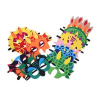Toyvian Lot de 12 masques de dinosaures en feutre pour enfants : de dinosaure pour Halloween, idéal pour les fêtes de carnaval, pour les jeux de rôle en intérieur et en extérieur.
