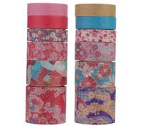 Toyvian Lot de 12 rubans adhésifs décoratifs en papier washi, motifs Sakura japonais, adhésif facile à déchirer, pour cahiers, scrapbooking et décoration DIY