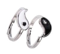 Toyvian Lot De 2 Bagues Chinoises Ouvertes Taiji Bagues De Couple En Alliage Réglables Noire Et Blanche Bijoux De Mode Pour Femmes Présent Saint-valentin Taille Unique