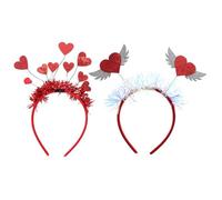 Toyvian Lot de 2 Bandeaux Cheveux Saint-valentin en Tissu Léger, Rouge Cœur Ailes Décoratives, Accessoires pour Cheveux Féminins, Décoration Festive pour Fête et Soirée Romantique