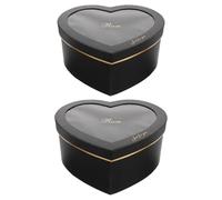 Toyvian Lot de 2 Boîtes Présent de Cœur Saint-Valentin Papier Noir Fenêtre Transparente 1 Grosse et 1 Petite Boîte Ajustable pour Parfums Fleurs et Maquillage Coffret Présent Élégant