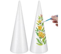 Toyvian Lot de 2 Cônes en Mousse Polystyrène Solides Blancs 30 CM pour Bricolage Garçon et Filles Fournitures DIY Décoration Fête et Centre de Table Cône en Mousse Soi-Même Léger et