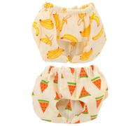 Toyvian Lot de 2 Couches Lavables Anti-fuites pour Petits Animaux, Taille M, Motif Pastèque et Banane, Culottes Absorbantes et Ajustables pour Écureuils, Hamsters, Cobayes -