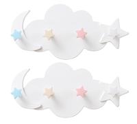 Toyvian Lot de 2 Crochets Adhésifs Muraux sans Perçage Forme Étoile et Lune, Supports Muraux Décoratifs Blancs, Résistants et Réutilisables pour Chambre, Salle de Bain Cuisine, Cintres