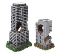 Toyvian Lot de 2 Décorations en Résine de Ruines Urbaines pour Aquarium - Cachette Rocheuse pour Poissons - Maquettes de Bâtiments en Ruine pour Aménagement Paysager d'Aquarium - Ornement