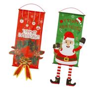 Toyvian Lot de 2 Drapeaux Suspendus de Noël en Tissu Décorations Murales Festives Rouges et Vertes Bannière de Fête pour Intérieur et Extérieur Décoration Murale de Noël pour Maison et