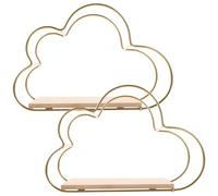 Toyvian Lot de 2 Étagères Flottantes Murales de Nuage en Fer et Bois, Ajoutant Espace de Rangement et Décoration pour Chambre à Coucher ou Présent de Pendaison de Crémaillère