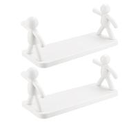 Toyvian Lot de 2 Étagères Murales Flottantes Blanches Petite Étagère Murale en Plastique Rangement Mural Décoratif pour Salle de Bain la Cuisine et Bureau Support Compact pour