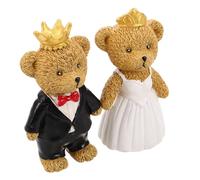 Toyvian Lot de 2 Figurines d'ours Saint-Valentin Mariés en Tenue de Mariage, Décoration Miniature Romantique Détails Raffinés, pour Anniversaires et Fêtes Prénuptiales