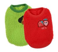 Toyvian Lot de 2 Gilets pour Lapin en Flanelle Vêtements Chauds et Résistants à l'usure pour Lapins et Cochons d'Inde Taille XS Couleurs Avocat et Rouge Fraise pour Petits Animaux de