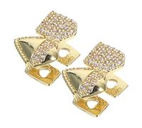 Toyvian Lot de 2 Grills Dentaires Dorés en Zircone pour Costume D’Halloween - Canines de Vampire en V - Accessoires Cosplay Légers et Confortables pour Déguisement de Rappeur