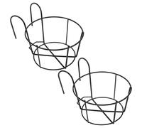 Toyvian Lot de 2 Jardinières Suspendues en Fer Noir avec Crochets | Structure Rigide, Levage des Plantes, Arrosage Facilité, Balcon, Table, Bonsaï en Pot