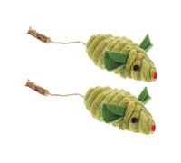 Toyvian Lot De 2 Jouets Souris à l'herbe à Chat Interactifs en Peluche Corde en Coton Élastique, Couleur Vert Prairie, pour Chats D'intérieur Et Chatons Joueur