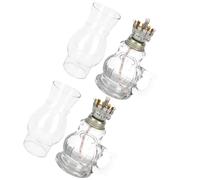 Toyvian Lot de 2 Lampes à Pétrole Vintage en Verre Mèche Coton, Lanterne à Huile de Table pour Usage Intérieur et Décor Maison, Lampe à Pétrole D’Urgence Solide et Décorative