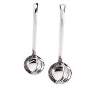 Toyvian Lot de 2 Louches en Acier Inoxydable Filtre à Graisse Détachable, Grandes Cuillères à Écumoire pour Soupe et Séparation D’Huile, Ustensiles Cuisine Réutilisables pour Maison et