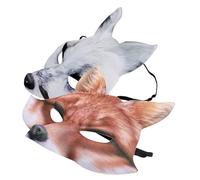 Toyvian Lot de 2 Masques de Renard Demi-Visage en EVA Léger Masque Animal pour Adulte Costume de Fête Halloween et Bal Masqué Accessoires Cosplay pour Carnaval et Déguisement