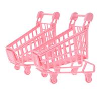 Toyvian Lot de 2 Mini Chariots de Courses pour Garçon et Filles Panier de Rangement Rose Clair Plastique Sûr Dimensions 12X8X115 CM Accessoires Photo de Bureau et Jeu D’Imitation