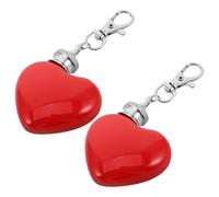 Toyvian Lot de 2 Mini Flasques à Vin en Acier Inoxydable 30 Ml, Flasque de Poche Étanche de Cœur Rouge, Porte-clés Suspendu Pratique pour Camping, Randonnée et Présent