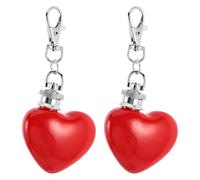 Toyvian Lot de 2 Mini Flasques en Acier Inoxydable 30 Ml Forme Cœur Rouge, Porte-clés Portable pour Plein Air, Flasque à Vin Suspendue Étanche, Présent Saint-valentin Pratique et