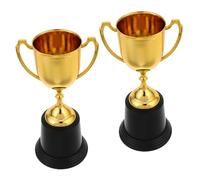 Toyvian Lot de 2 Mini-Trophées en Plastique Base Ronde Coupes de Récompense pour Concours Scolaires Maternelle et Primaire Trophées sans Couvercle pour Remise de Prix et Réutilisable
