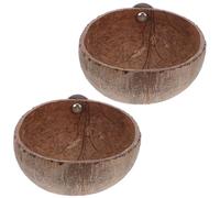 Toyvian Lot de 2 nids d'oiseaux en Coquille de Noix de Naturelle pour Cage, lit d'élevage pour perroquets, Maison Suspendue pour perruches, calopsittes, Conures et Petits Oiseaux