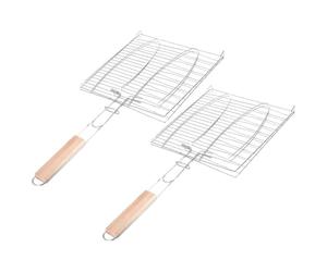 Toyvian Lot de 2 Paniers à Griller en Acier Inoxydable pour Barbecue, Grill à Poisson en Maille, Support Clipsable pour Bœuf et Steaks, Accessoires Légers et Portables Idéals pour Camping