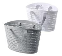 Toyvian Lot de 2 Paniers de Rangement Plastique Ajourés Taille Petite Blanche et Moyenne Grise Panier à Linge à Articles Divers pour Salle de Bain Buanderie et Organisation Maison