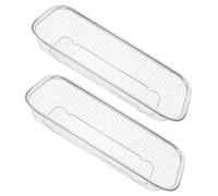 Toyvian Lot de 2 Paniers en Acier Inoxydable Maille Fine, Rangement Porte-baguettes et Porte-ustensiles Rectangulaire, Panier à Fruits et Couverts, Organisation la Cuisine et Évier, Petit