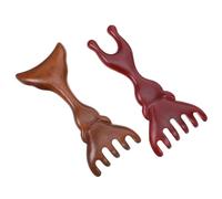 Toyvian Lot de 2 Peignes de Massage en Bois de Santal Naturel Dents Larges Forme Bois de Cerf pour Cuir Chevelu Visage et Arête du Nez - Outil Portable de Massage Gua Sha Stimulation
