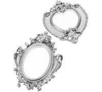 Toyvian Lot de 2 Petits Cadres Photo Vintage en Résine Argentée Style Rétro Reliefs Cadres Décoratifs Compacts pour Maison DIY Ornements Photo et Affichage Décoratif Intérieur