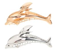 Toyvian Lot de 2 Pinces à Cheveux Grandes Griffes Dauphin en Alliage de Zinc Couleur Argenté et Or pour Cheveux Épais Accessoires Coiffure Femme Maintien Solide et Usage Quotidien