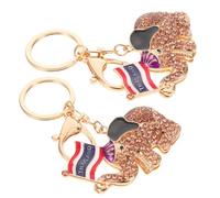 Toyvian Lot de 2 Porte-clés Pendentifs Éléphant avec Strass Colorés, Breloques Drapeau Thaïlandais, Métal Doré Clair, Accessoires Décoratifs pour Paquet, Souvenir de Voyage Thaïlande