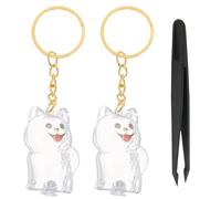 Toyvian Lot de 2 Porte-clés Souvenirs en Poils d'animaux, Moustaches | Souvenir commémoratif pour poils d'animaux avec pince à épiler, cadeau de condoléances suite au décès d'un