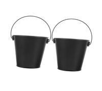Toyvian Lot De 2 Seaux à Cendres Noirs en Métal 8x10,5x12 Cm pour Barbecue Et Cheminée, Bac Récupérateur De Graisse Résistant Haute Température, Accessoire Pratique Cuisson en Extérieur