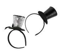 Toyvian Lot de 2 Serrage-Têtes Chapeaux Haut-de-Forme Mini en Tissu Rigide Bandeaux Déguisement Fête Adultes Accessoires Costume Années 1920 pour Carnaval Halloween et Noël Noir et