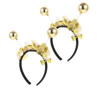 Toyvian Lot de 2 Serrage-Têtes Dorés à Boules Disco en PU Points Dorés Bandeaux Décoratifs Légers pour Fête Cosplay et Accessoires Capillaires de Scène pour Anniversaires et Soirées