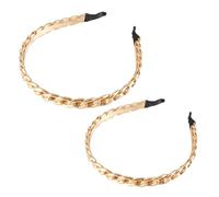 Toyvian Lot de 2 Serrage-Têtes Métalliques Vintage pour Femmes Grand et Petit Couleur Dorée Bandeau Chaîne Élégant Accessoire Coiffure pour Mariage Fête et Usage Quotidien