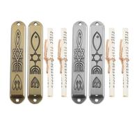 Toyvian Lot de 2 Sets de Étuis à Mezouza Juifs en Métal Patiné Bleu-Vert, Longueur 8,9 Cm, avec Parchemin Casher Inclus, Décorations pour Montant de Porte, Bénédictions pour