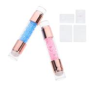 Toyvian Lot de 2 Tampons à Ongles Double Embout Petits Transparent Laiteux Orné de Cristaux Taille Petite pour Nail Art et Manucure Professionnelle à Domicile Déplacement