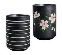 Toyvian Lot de 2 Tasses à Thé Japonaises en Céramique 300 Ml, Style Rétro, pour Maison et Restaurant, Ensembles Décoratifs et Fonctionnels