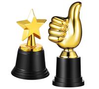 Toyvian Lot de 2 Trophées en Plastique Brillant « Pouce Levé » et Étoile Petit Trophée de Célébration Base Stable Sport et Cérémonie Décoration pour Compétition et Fête