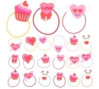 Toyvian Lot de 20 Élastiques à Cheveux Décoratifs en Pvc Multicolores, Taille Garçon et Filles, Accessoires pour Queue de Cheval pour Filles, Saint-valentin Usage Quotidien