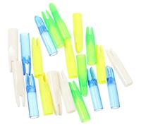 Toyvian Lot de 20 Encoches Flèches 6 Mm pour Tir à l'arc, Accessoires Transparents Bleu, Vert, Blanc et Jaune, Protection Queue D'encoche pour Arc, Tir en Salle, Camping et Chasse
